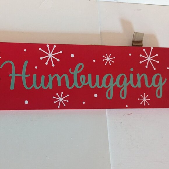 NWT! Retro 'No Humbugging' Red Christmas MCM Sign Michael's Holiday Home Decor - Picture 1 of 12